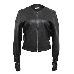 JW Anderson Zipped Cutout Cuff Accent Jacket in Black Leather